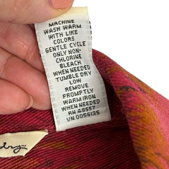 French Laundry burgundy print denim jacket size L - Picture 9 of 13